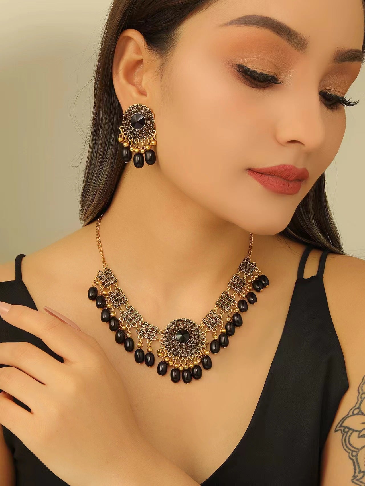 Retro Indian Style Necklace & Earring Set – Vintage Boho Jewelry for Women | Get1gold