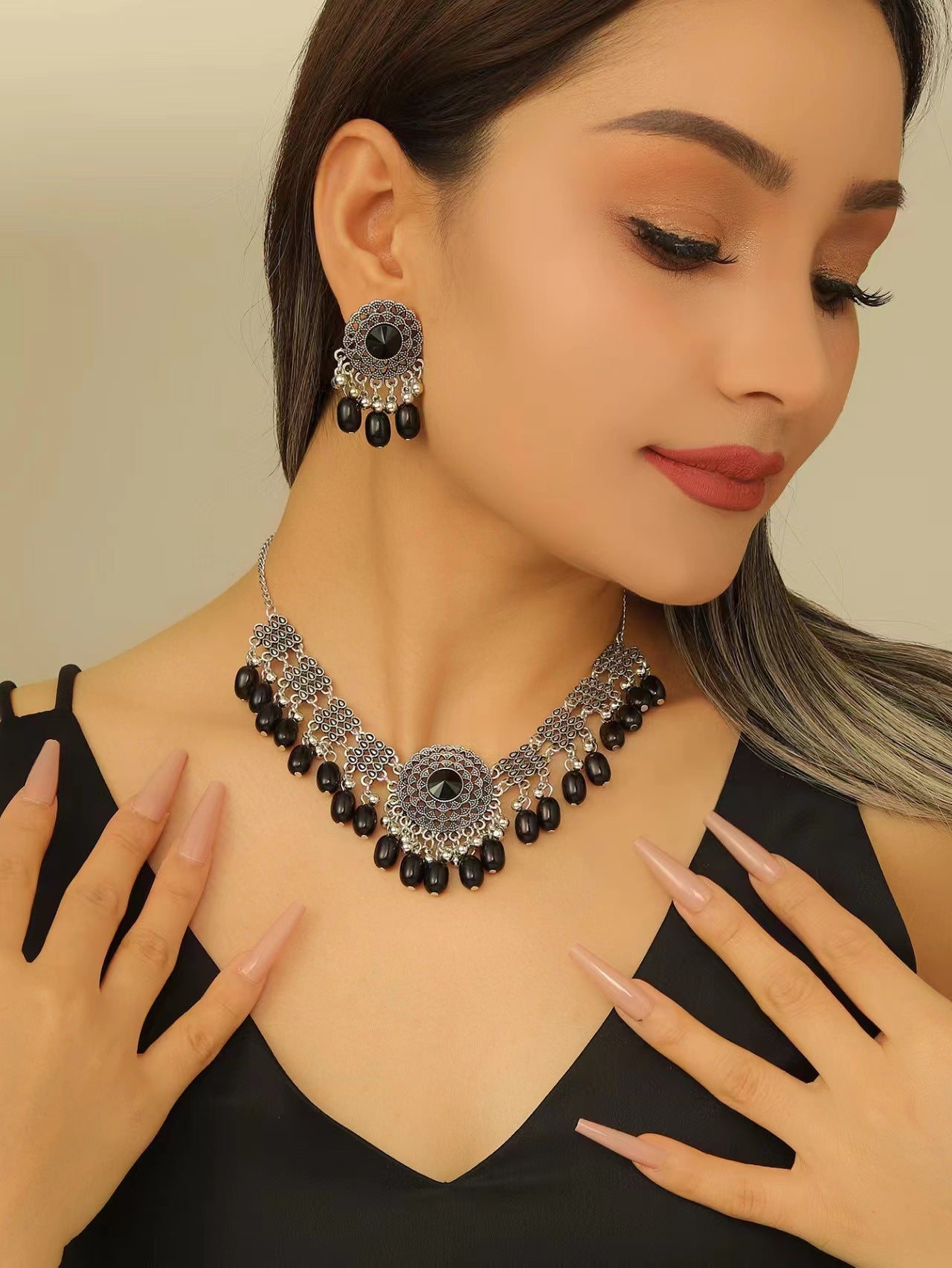 Retro Indian Style Necklace & Earring Set – Vintage Boho Jewelry for Women | Get1gold