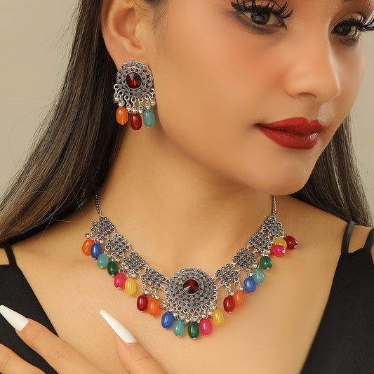 Retro Indian Style Necklace & Earring Set – Vintage Boho Jewelry for Women | Get1gold