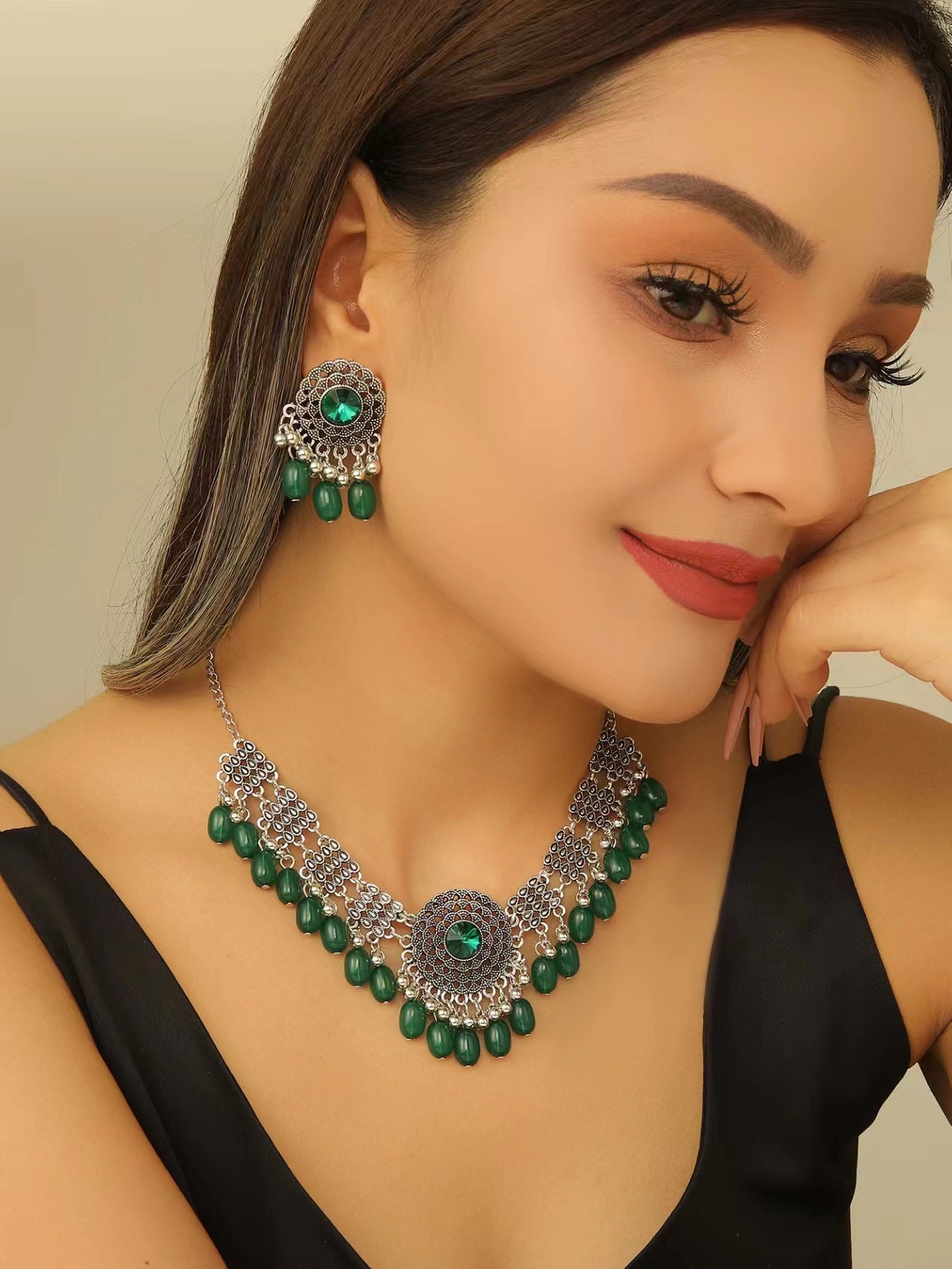 Retro Indian Style Necklace & Earring Set – Vintage Boho Jewelry for Women | Get1gold