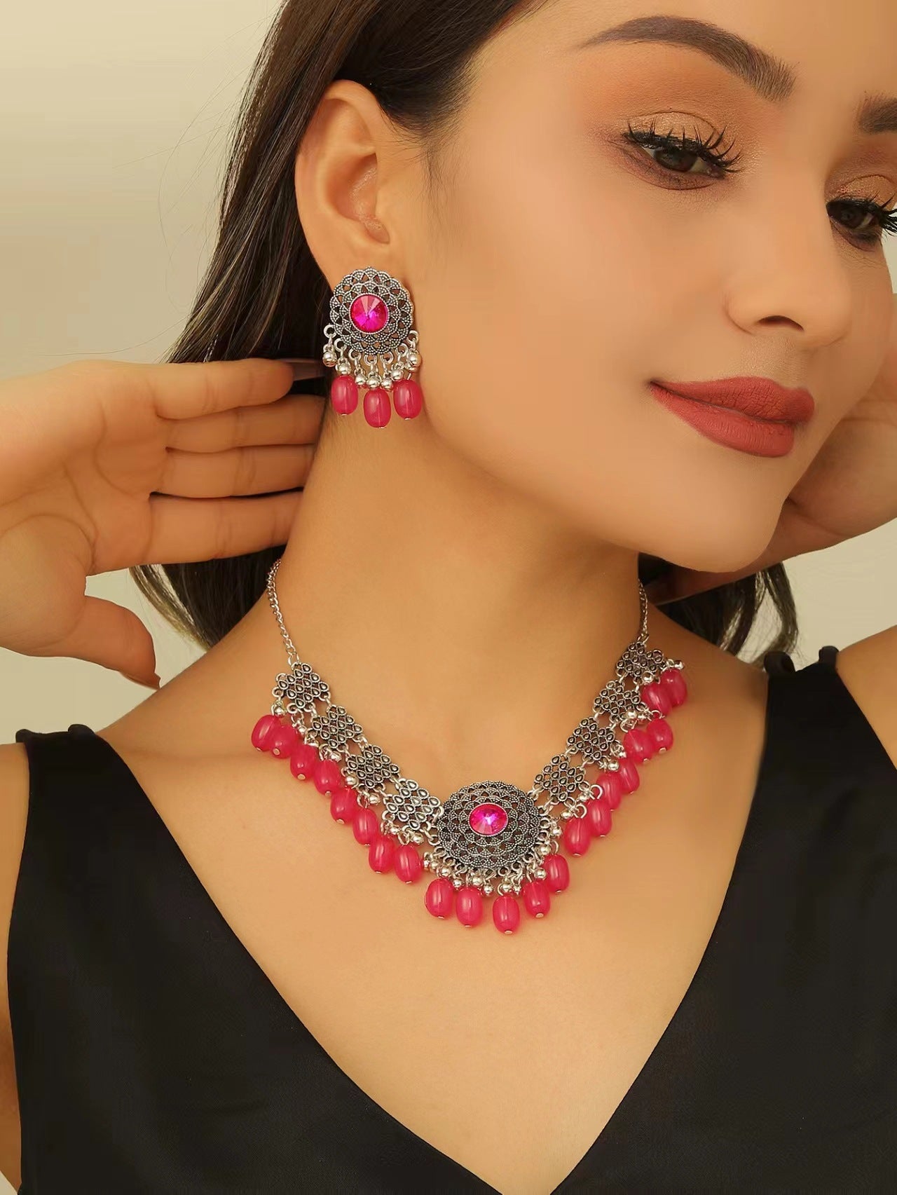 Retro Indian Style Necklace & Earring Set – Vintage Boho Jewelry for Women | Get1gold