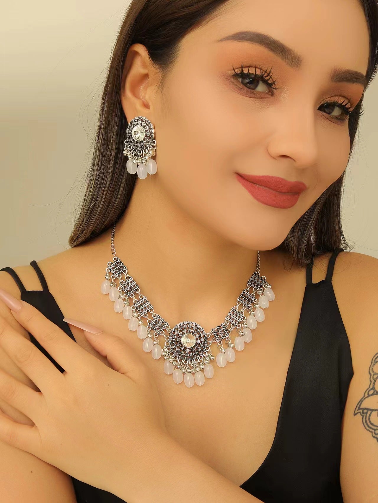 Retro Indian Style Necklace & Earring Set – Vintage Boho Jewelry for Women | Get1gold