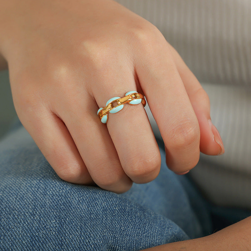 Personalized Geometric Drip Ring – Gold-Plated Titanium Steel Cold Style Statement Ring | Get1gold
